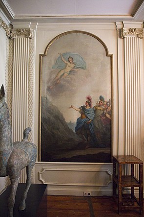 Tuinzaal met doeken geschilderd door Antonie Elliger met de Ionische pilasters