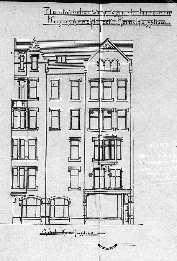 Keizersgracht 185-Raadhuisstraat 52 bouwtekening 1902 52 SAA