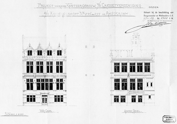 Keizersgracht 275-277 tekening 1899