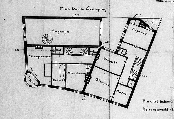 Keizersgracht 185-Raadhuisstraat 52 bouwtekening 1902 33 SAA