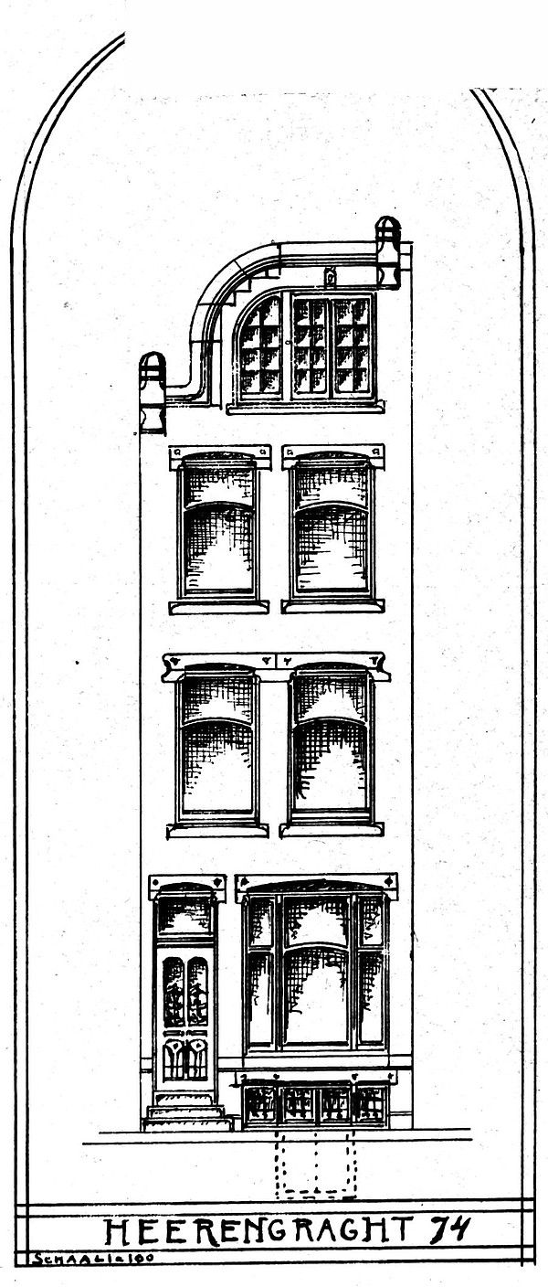 Herengracht 074 tweede ontwerp 1902