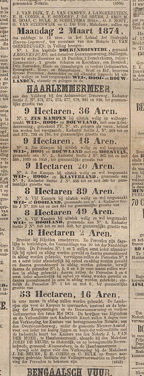 Grimburgwal Heerenlogement Veiling maandag Algemeen Handelsblad 22-02-1874