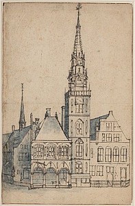 Oude Stadhuis, voor het afbreken van de torenspits in 1615
