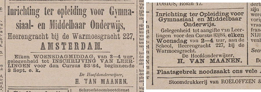 1883-05-12 Keizersgracht 227 Het nieuws van den dag 12-05-1883 en 25-07-1883