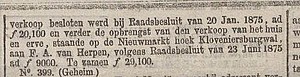 Kloveniersburgwal 01 1875 Verkoop Algemeen Handelsblad 28-12-1875