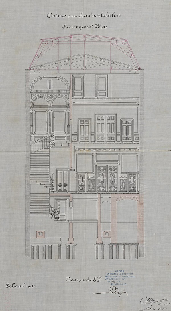 Herengracht 237 1881 bouwtekening doorsneden 2 PA
