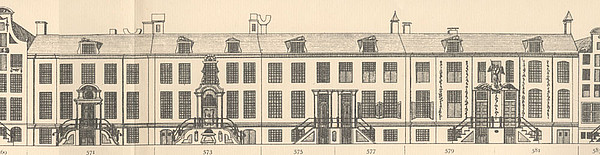 Herengracht 571 - 581, tekening Caspar Philips